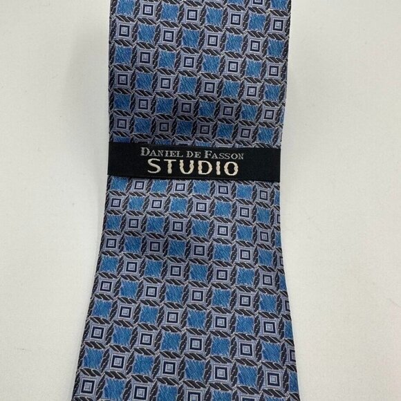 Lot 3 Mens Silk Classic Ties Izod Daniel De Fasson Rooster Blue Red New - Picture 3 of 16